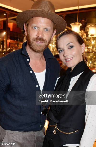 Alistair Guy and Victoria Pendleton attend the TWG Tea Gala Event in Leicester Square to celebrate the launch of TWG Tea in the UK on July 2, 2018 in...