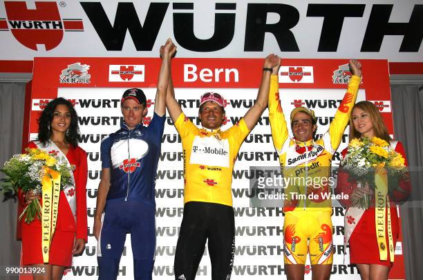 Tour De Suisse, Stage 9Podium, Jaksche Jorg , Ullrich Jan Yellow Jersey, Gil Perez Koldo Celebration Joie Vreugdekerzers - Bern Time Trial, Contre La...