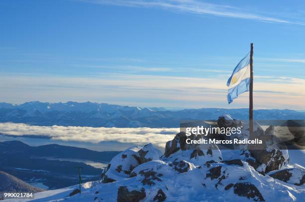 argentine flag in patagonia - radicella stock pictures, royalty-free photos & images