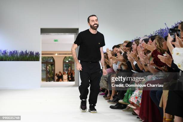 Designer Giambattista Valli after his Haute Couture Fall/Winter 2018-2019 show as part of Haute Couture Paris Fashion Week on July 2, 2018 in Paris,...