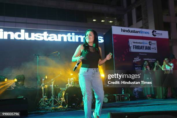 Bollywood singer Neha Kakkar performs during Friday Jam Season 5 at Cyber Hub on June 28, 2018 in Gurugram, India.