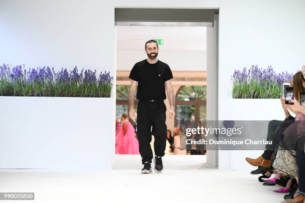 Designer Giambattista Valli after his Haute Couture Fall/Winter 2018-2019 show as part of Haute Couture Paris Fashion Week on July 2, 2018 in Paris,...