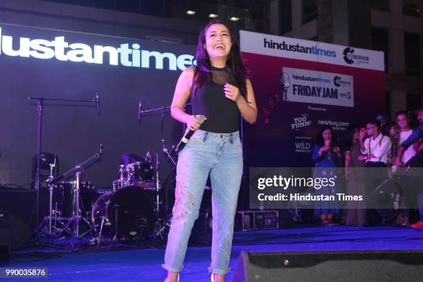 Bollywood singer Neha Kakkar performs during Friday Jam Season 5 at Cyber Hub on June 28, 2018 in Gurugram, India.