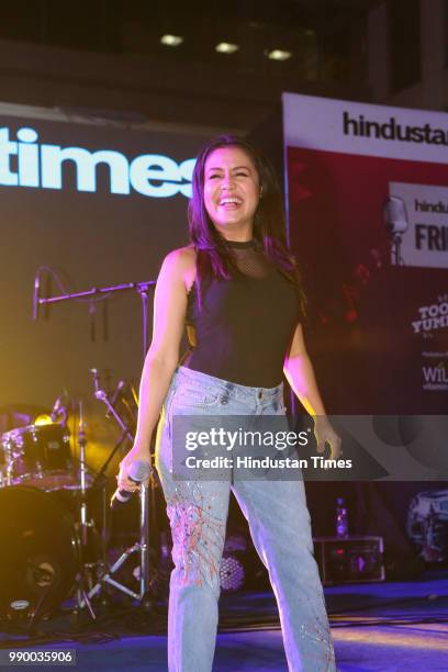 Bollywood singer Neha Kakkar performs during Friday Jam Season 5 at Cyber Hub on June 28, 2018 in Gurugram, India.