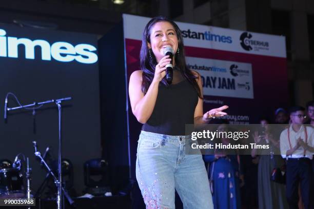 Bollywood singer Neha Kakkar performs during Friday Jam Season 5 at Cyber Hub on June 28, 2018 in Gurugram, India.