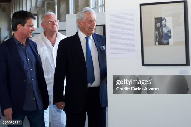 French Prime Minister Manuel Valls, Juan Jesus Armas Marcelo and Nobel prize winner for literature Mario Vargas Llosa attend El Escorial Summer...