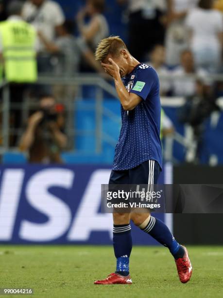 Keisuke Honda of Japan during the 2018 FIFA World Cup Russia round of 16 match between Belgium and Japan at the Rostov Arena on July 02, 2018 in...