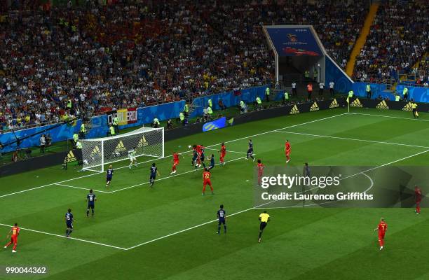 Marouane Fellaini of Belgium scores his team's second goal during the 2018 FIFA World Cup Russia Round of 16 match between Belgium and Japan at...