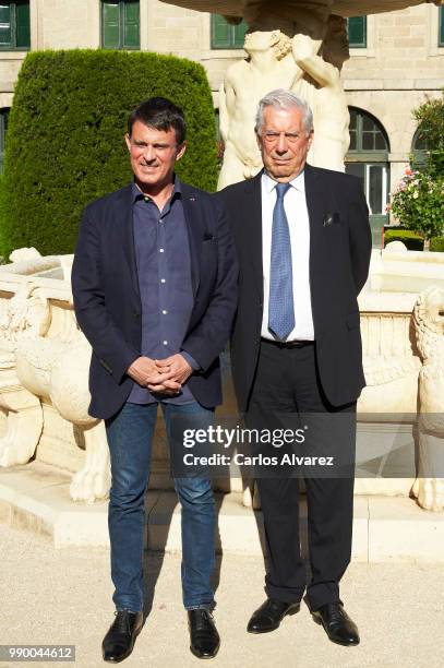 Former French Prime Minister Manuel Valls and Nobel prize winner for literature Mario Vargas Llosa attend El Escorial Summer Courses 2018 at Real...