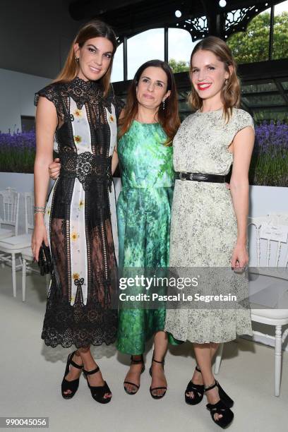 Bianca Brandolini dAdda, Livia Firth and Eugenie Niarchos attend the Giambattista Valli Couture Haute Couture Fall/Winter 2018-2019 show as part of...