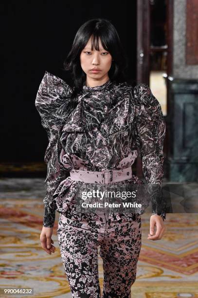 Sora Choi walks the runway during the Redemption Haute Couture Fall Winter 2018/2019 show as part of Paris Fashion Week on July 2, 2018 in Paris,...