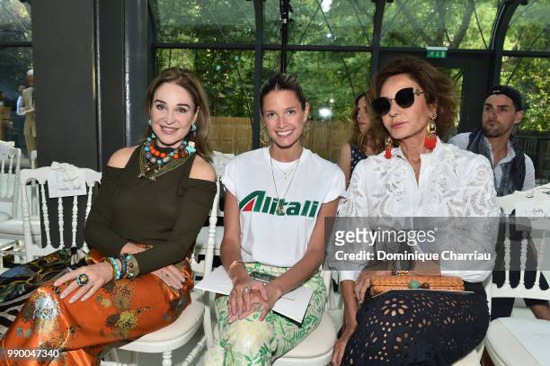 Becca Trash, Helena Bordon and Naty Abascal attend the Giambattista Valli Haute Couture Fall Winter 2018/2019 show as part of Paris Fashion Week on...