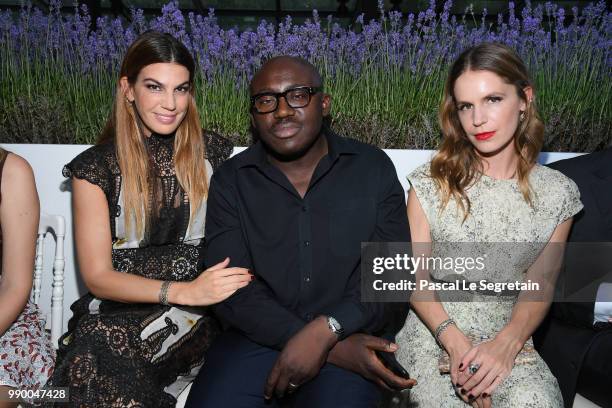 Bianca Brandolini d'Adda, Edward Enninful and Eugenie Niarchos attend the Giambattista Valli Haute Couture Fall Winter 2018/2019 show as part of...