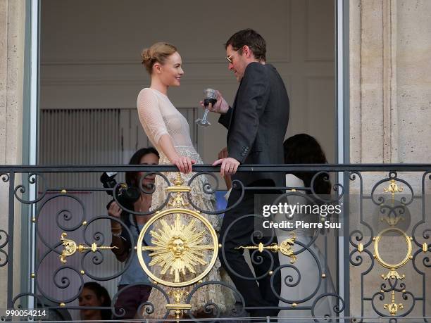 Kate Bosworth and her husband Michael Polish attend a Dior dinner at the Place Vendome on July 2, 2018 in Paris, France.