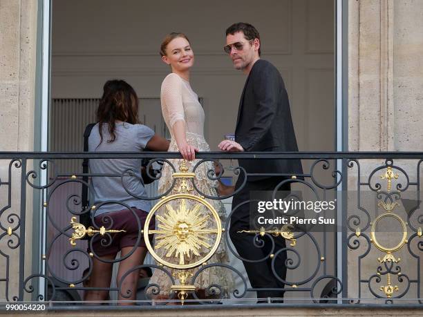 Kate Bosworth and her husband Michael Polish attend a Dior dinner at the Place Vendome on July 2, 2018 in Paris, France.