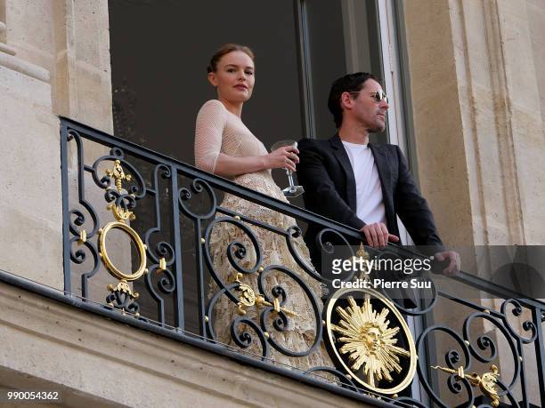 Kate Bosworth and her husband Michael Polish attend a Dior dinner at the Place Vendome on July 2, 2018 in Paris, France.