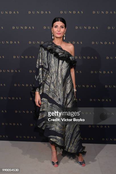 Giovanna Battaglia attends the Dundas Haute Couture Fall Winter 2018/2019 show as part of Paris Fashion Week on July 2, 2018 in Paris, France.