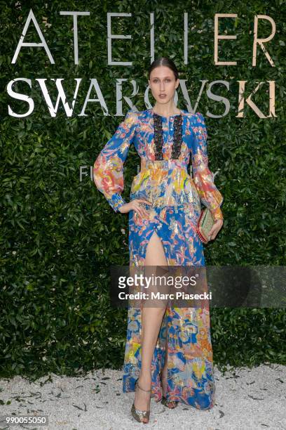 Anna Cleveland attends the Atelier Swarovski : Cocktail Of The New Penelope Cruz Fine Jewelry Collection as part of Paris Fashion Week on July 2,...