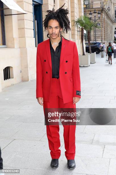 Luka Sabbat arrives at a Dior dinner at the Place Vendome on July 2, 2018 in Paris, France.