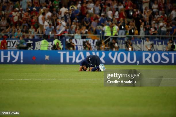 Player of Japan reacts after loosing the 2018 FIFA World Cup Russia Round of 16 match between Belgium and Japan at the Rostov Arena Stadium in Rostov...