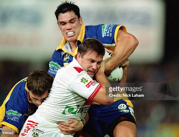 Wayne Bartrim for St George in action during the round 22 NRL match played between the Parramatta Eels and the St George Illawarra Dragons held at...