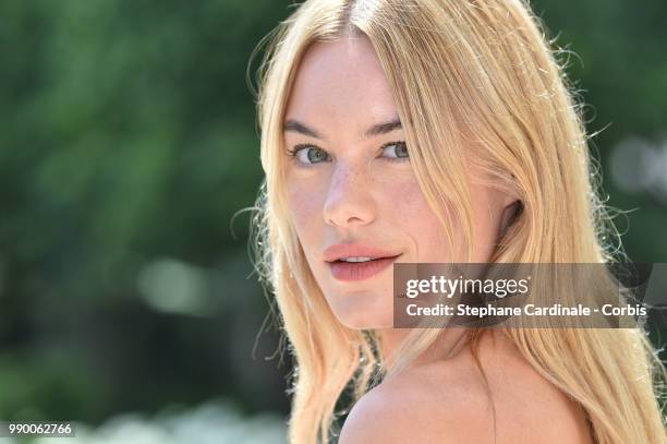 Camille Rowe attends the Christian Dior Haute Couture Fall/Winter 2018-2019 show as part of Haute Couture Paris Fashion Week on July 2, 2018 in...