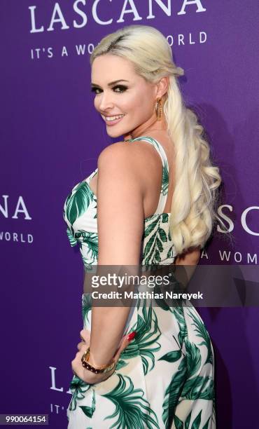 Daniela Katzenberger attends the Lascana show during the Berlin Fashion Week Spring/Summer 2019 at Hotel nhow on July 2, 2018 in Berlin, Germany.
