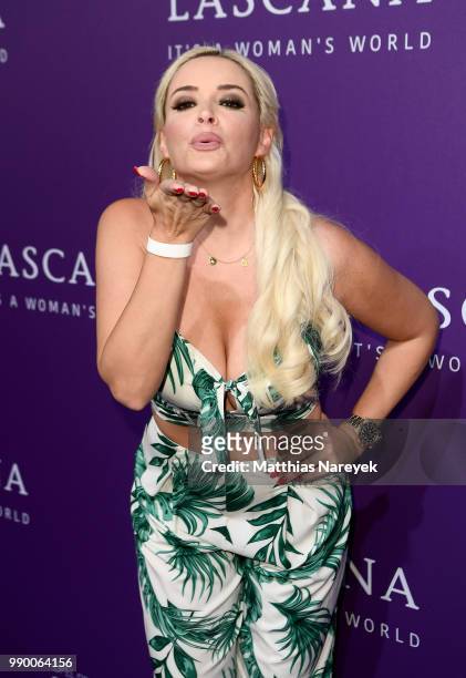 Daniela Katzenberger attends the Lascana show during the Berlin Fashion Week Spring/Summer 2019 at Hotel nhow on July 2, 2018 in Berlin, Germany.