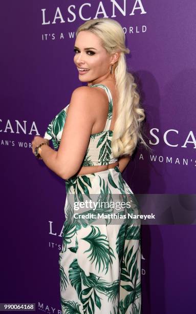 Daniela Katzenberger attends the Lascana show during the Berlin Fashion Week Spring/Summer 2019 at Hotel nhow on July 2, 2018 in Berlin, Germany.