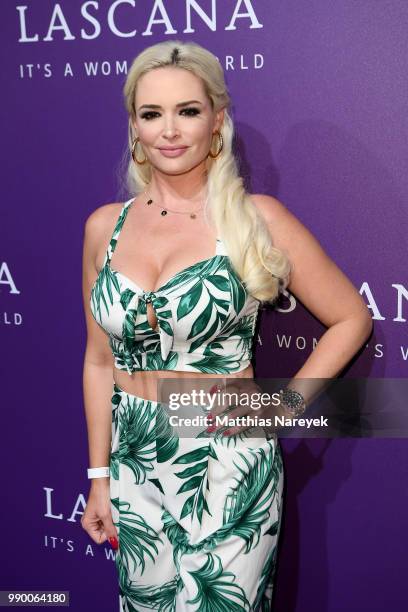 Daniela Katzenberger attends the Lascana show during the Berlin Fashion Week Spring/Summer 2019 at Hotel nhow on July 2, 2018 in Berlin, Germany.