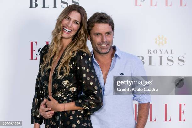 Model Laura Sanchez and her husband David Ascanio attends the 'ELLE Gourmet Awards' 2018 at the Italian Embassy on July 2, 2018 in Madrid, Spain.