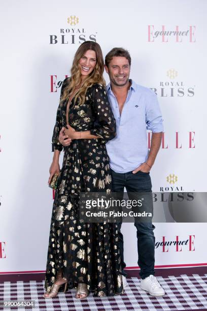 Model Laura Sanchez and her husband David Ascanio attends the 'ELLE Gourmet Awards' 2018 at the Italian Embassy on July 2, 2018 in Madrid, Spain.