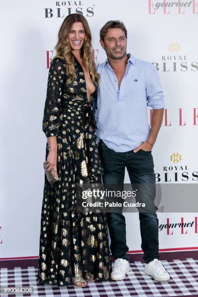 Model Laura Sanchez and her husband David Ascanio attends the 'ELLE Gourmet Awards' 2018 at the Italian Embassy on July 2, 2018 in Madrid, Spain.