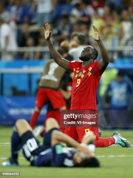 Shinji Kagawa of Japan, Romelu Lukaku of Belgium during the 2018 FIFA World Cup Russia round of 16 match between Belgium and Japan at the Rostov...