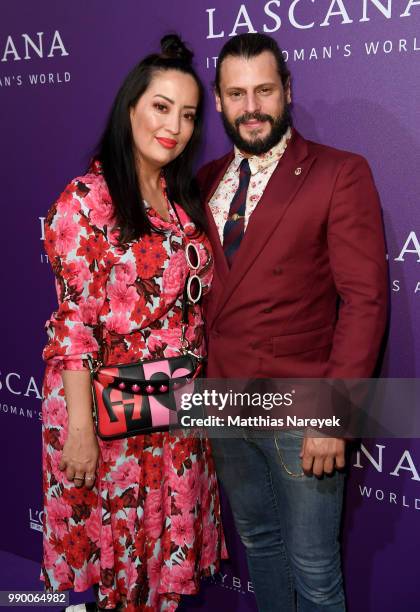 Manuel Cortez and Miyabi Kawai attend the Lascana show during the Berlin Fashion Week Spring/Summer 2019 at Hotel nhow on July 2, 2018 in Berlin,...