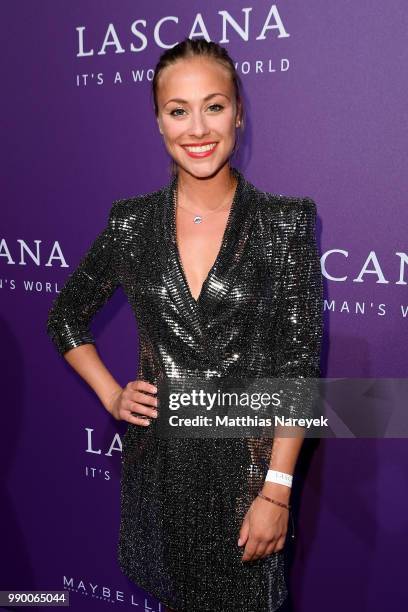 Sina Tkotsch attends the Lascana show during the Berlin Fashion Week Spring/Summer 2019 at Hotel nhow on July 2, 2018 in Berlin, Germany.