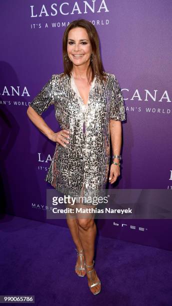 Gitta Saxx attends the Lascana show during the Berlin Fashion Week Spring/Summer 2019 at Hotel nhow on July 2, 2018 in Berlin, Germany.