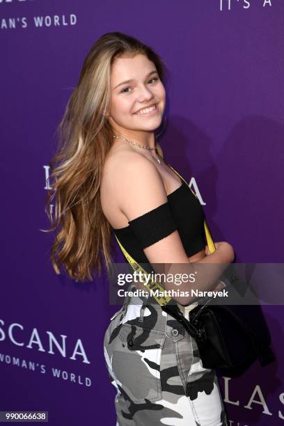 Youtubestar and actress Faye Montana attends the Lascana show during the Berlin Fashion Week Spring/Summer 2019 at Hotel nhow on July 2, 2018 in...