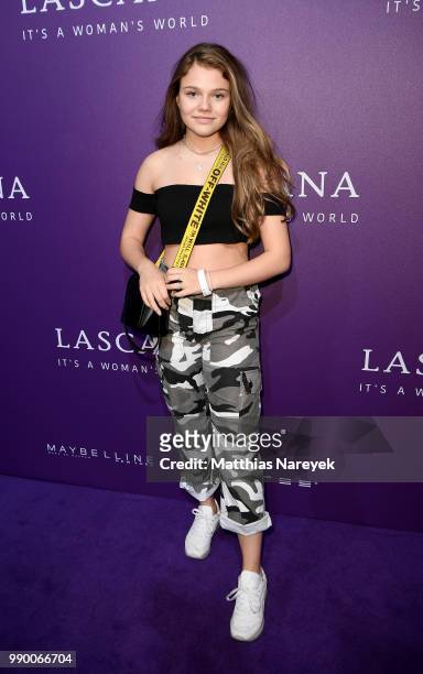 Youtubestar and actress Faye Montana attends the Lascana show during the Berlin Fashion Week Spring/Summer 2019 at Hotel nhow on July 2, 2018 in...
