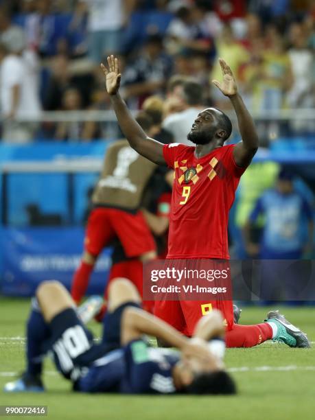 Shinji Kagawa of Japan, Romelu Lukaku of Belgium during the 2018 FIFA World Cup Russia round of 16 match between Belgium and Japan at the Rostov...