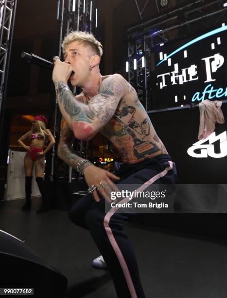 Machine Gun Kelly performs at The Pool After Dark at Harrah's Resort on Saturday June 30, 2018 in Atlantic City, New Jersey