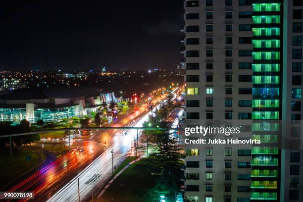 gold coast highway in the night - gold coast highway stock pictures, royalty-free photos & images