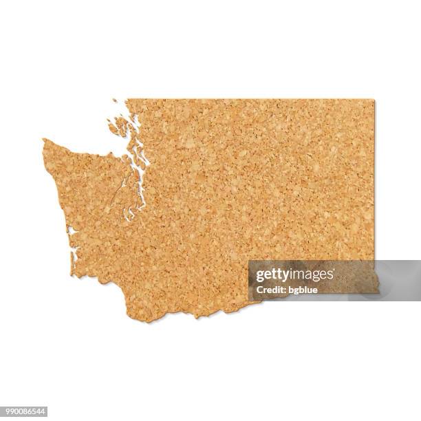 washington map in cork board texture on white background - nature pattern border stock illustrations