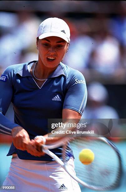 Martina Hingis of Switzerland during the French Open Tennis at Roland Garros, Paris, France. Mandatory Credit: Clive Brunskill/ALLSPORT