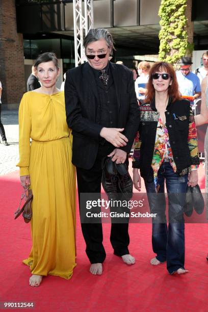 Meret Becker, Blixa Bargeld and Amanda Plummer attend the CineMerit Award Gala during the Munich Film Festival 2018 at Gasteig on July 2, 2018 in...