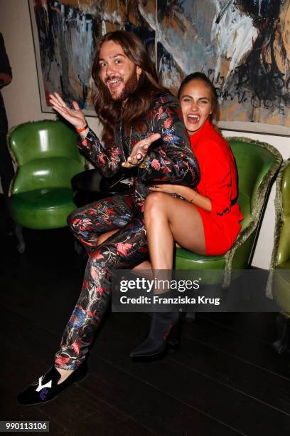 Riccardo Simonetti and Elena Carriere during the Bunte New Faces Night at Grace Hotel Zoo on July 2, 2018 in Berlin, Germany.