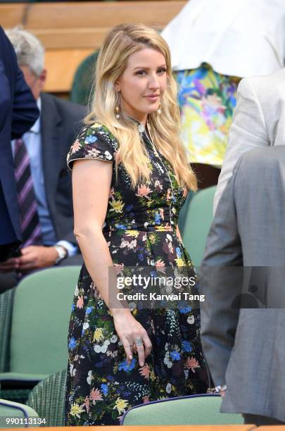 Ellie Goulding attends day one of the Wimbledon Tennis Championships at the All England Lawn Tennis and Croquet Club on July 2, 2018 in London,...