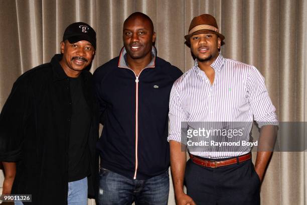 Actor and director Robert Townsend, New York Giants football player Danny Clark and actor Hosea Chanchez poses for photos at the W Hotel during the...