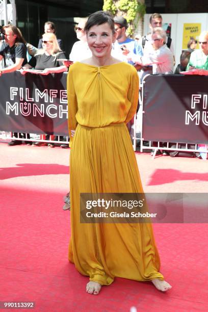 Meret Becker barefoot at the CineMerit Award Gala during the Munich Film Festival 2018 at Gasteig on July 2, 2018 in Munich, Germany.