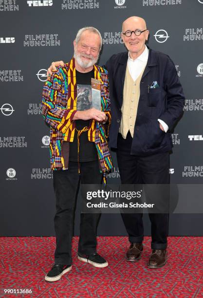 Terry Gilliam and Ray Cooper at the CineMerit Award Gala during the Munich Film Festival 2018 at Gasteig on July 2, 2018 in Munich, Germany.